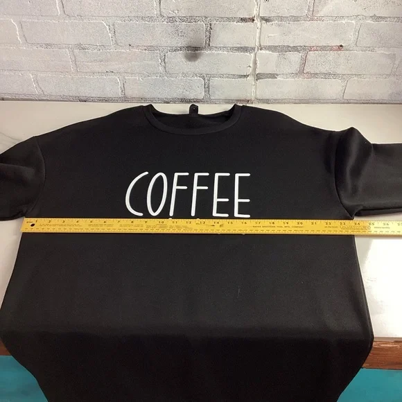 SHEIN Curve Oversized Coffee Is My Love Language Black Sweatshirt Dress 1XL - Picture 7 of 10